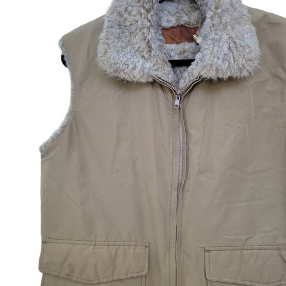 Woolrich USA Large 36 Vintage Puffy Arctic Cargo Vest Tan Nylon Sz Men Sz 36 - Picture 10 of 13